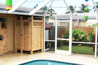 Example of a beach style exterior home design in Boston