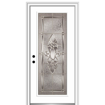 Full Lite Fiberglass Smooth Brilliant White Front Door, 37.5"x81.75", Right Hand