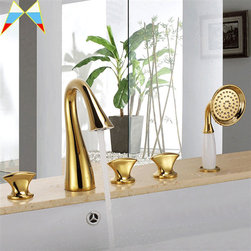 Fontana Toubax Antique Gold Deck-Mounted Faucet Set - Bathtub Faucets