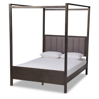 Baxton studio eva vintage industrial outlet black finished metal canopy queen bed