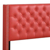Julie Tufted Upholstered Low Profile Full Panel Bed, Red