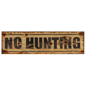 Nostalgic Vintage No Hunting Signs Bullet Hole Sign