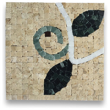 Marble Mosaic Border Decorative Insert Tile Ivy Beige 7.1x7.1 Polished, 1 piece