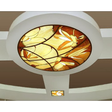 Installing stained glass panels in false ceiling designs