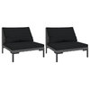 vidaXL Patio Sofa 2 Pcs Chair with Cushions for Garden Half Round PE Rattan