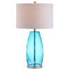 Juliette Glass, Metal LED Table Lamp, 26.5", Moroccan Blue