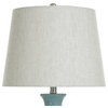 Ceramic Table Lamp Blue Glazed Finish Light Grey Shade