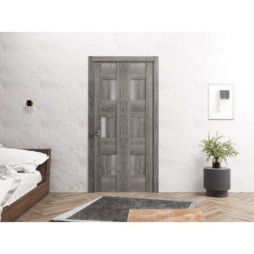 Closet Bi-fold Doors 72 x 80, 6933 Nebraska Grey & Frosted Glass