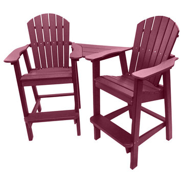 Phat Tommy Tall Adirondack Chairs Set of 2, Poly Outdoor Bar Stool Chairs, Merlot