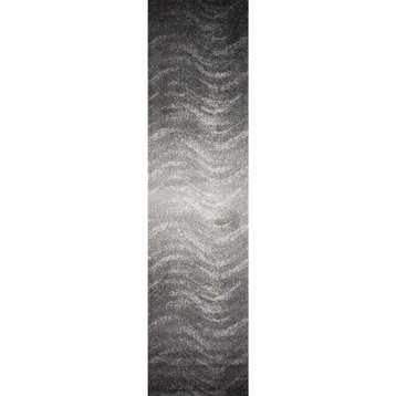 Nuloom Contemporary Ombre Waves Polypropylene Rug, Charcoal 2'5"x9'5"Runner