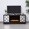 60 In. Mirrored Tv Stand With Crystal Fireplace Insert In Dark Walnut