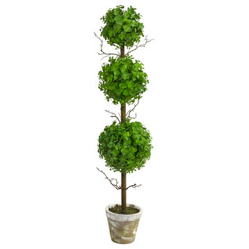 3' Eucalyptus Triple Ball Topiary Artificial Tree