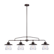 Nate 4-Light Pendant, Oil Rubbed Bronze, Clear Glass Shades, 4-Light