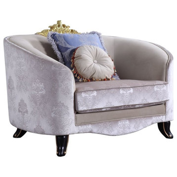 ACME Sheridan Chair with 2 Pillows in Cream Fabric
