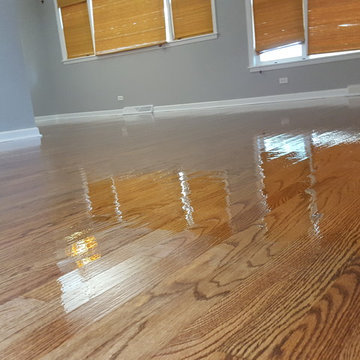 2 and 1/4 red  oak  select and better , special walnut stain from Dura Seal and