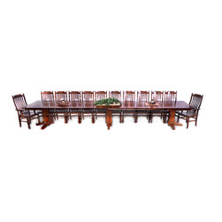 mission triple pedestal table - Furniture