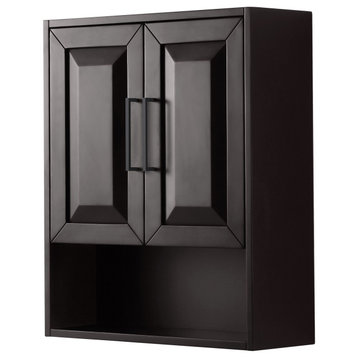 Daria Bathroom Wall-Mounted Storage Cabinet, Dark Espresso With Matte Black Trim