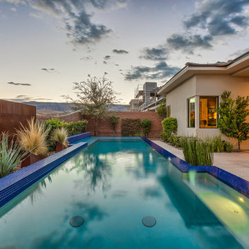 Raised Rim Flow Pool with Custom Fire/Water Feature