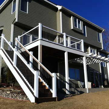 Elevated deck and painted pergola