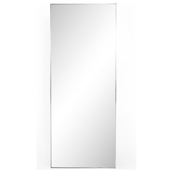 Bellvue Floor Mirror, Shiny Steel