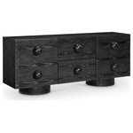 Meridian Furniture - Bubble Wood Sideboard/Buffet, Black - Organization takes a stylish turn when you add this Bubble black rubberwood with oak veneer sideboard/buffet to your dining room. Simplicity takes center stage with this handsome buffet that features two roomy drawers and two doors with hidden shelving for holding linens, napkins, serving ware and more. Its rich black finish and oak veneer construction ensure it's beautiful from all angles, making it a fit in nearly any decorative setting.