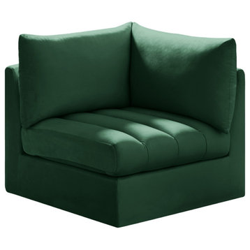 Jacob Velvet Upholstered Modular Corner Chair, Green