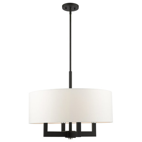 Livex Lighting Cresthaven 4 Light Black With Brushed Nickel Accents Chandelier