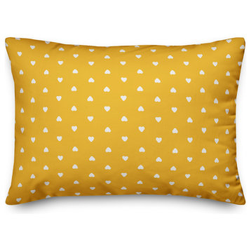 Tiny Hearts Pattern in Yellow Throw Pillow