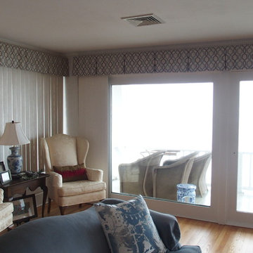 Box Pleat Valances on large windows by the water