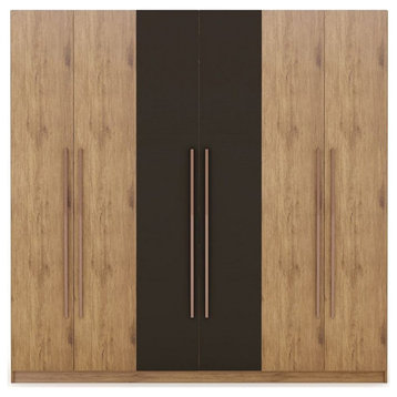 Manhattan Comfort Gramercy 3-Sectional Wood Wardrobe Armoire Closet in Natural