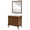 36" Single Bathroom Vanity, Walnut With Ivory White Marble, Vf13036Wt-Vw