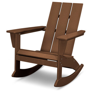 POLYWOOD Modern Adirondack Rocking Chair, Teak