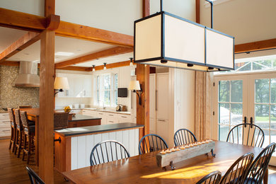 Inspiration for a farmhouse dining room remodel in Providence