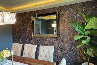 Trendy wallpaper dining room photo in Philadelphia