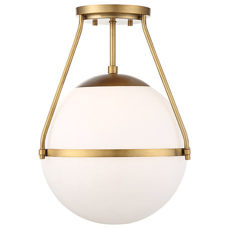 1-Light Semi-Flush Mount, Natural Brass