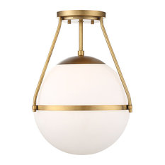 1-Light Semi-Flush Mount, Natural Brass