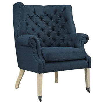 Modway Chart Upholstered Accent Chair with Casters in Azure