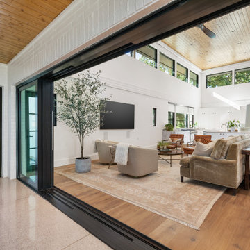 Modern Rustic Family Room with Vaulted Ceilings and Natural Light