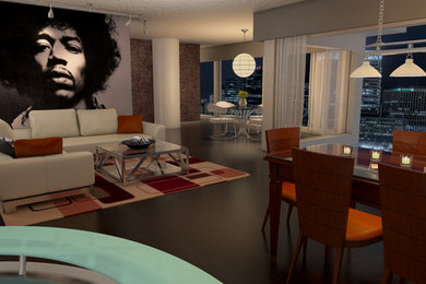 Trendy living room photo in Orlando