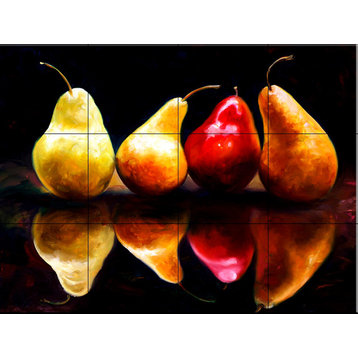 Tile Mural, Pear Reflection by Laurie Snow Hein