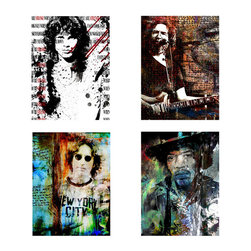 Ready2HangArt - Rock Stars Canvas Wall Art, 4-Piece Set - Prints And Posters