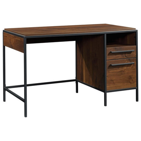 UrbanPro Engineered Wood Single Pedestal Desk in Grand Walnut