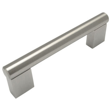 Modern Satin Nickel Cabinet Bar Pull, 3-3/4" Hole-Centers