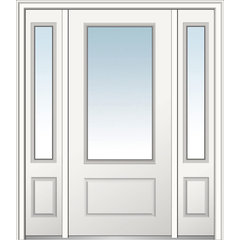 1-Lite over 2-Panel Classic Fiberglass Exterior Prehung Sidelite Door - Oval  Lite w/Decorative Glass - Right Hand Inswing - Discount Doors & More