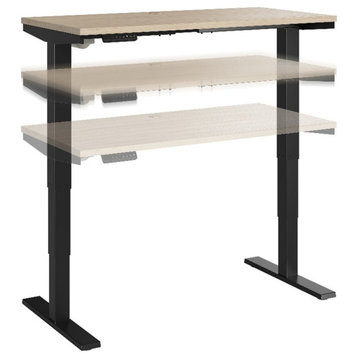 Bowery Hill 48" Engineered Wood Adjustable Standing Desk in Natural Elm/Black