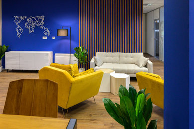 Cette image montre un salon design de taille moyenne.