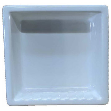 Porcelain Square Recess Shelf Niche Shampoo Soap Bathroom Shower, White Glossy