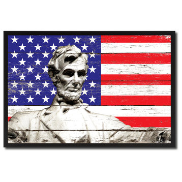 Abraham Lincoln Memorial Flag Canvas Print, 19"x28"