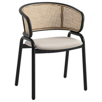LeisureMod Ervilla Modern Dining Chair With Stainless Steel Legs, Beige