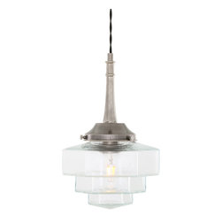NOVATO PENDANT WITH HEXAGONAL STEPPED GLASS SHADE - Pendant Lighting